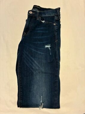 Express Men’s Slim Jeans in Deep Indigo with Light Distress